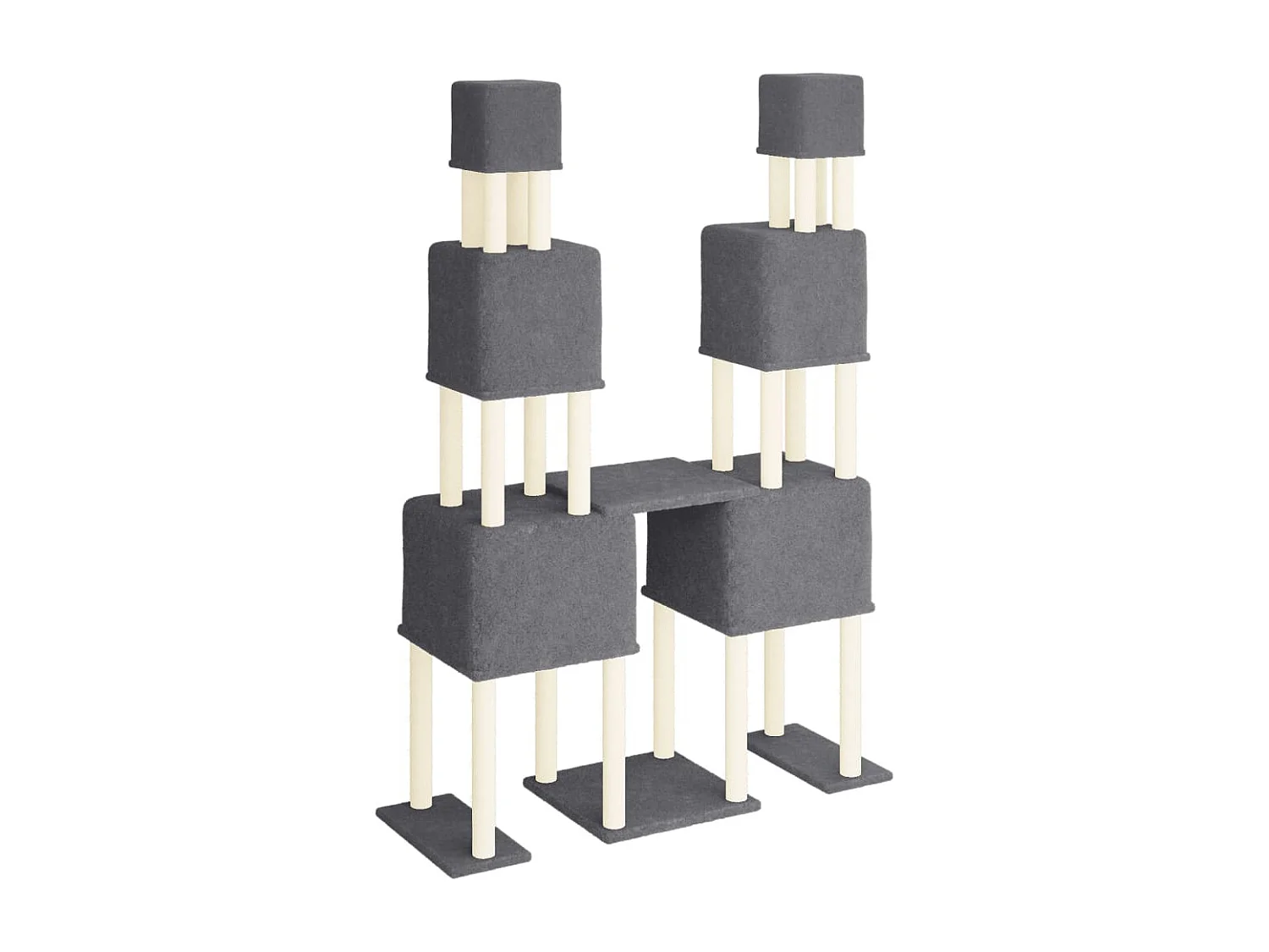 Árvore p/ gatos c/ postes arranhadores sisal 199cm cinza-escuro