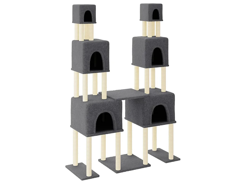 Árvore p/ gatos c/ postes arranhadores sisal 199cm cinza-escuro