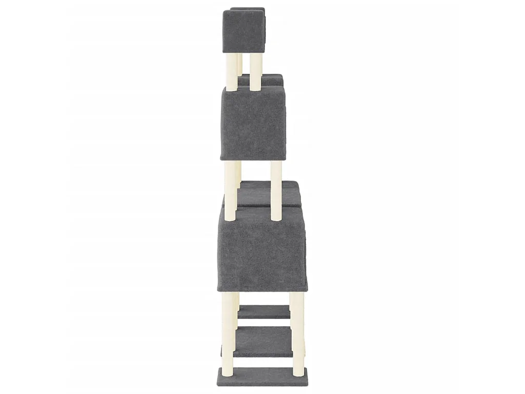 Árvore p/ gatos c/ postes arranhadores sisal 199cm cinza-escuro