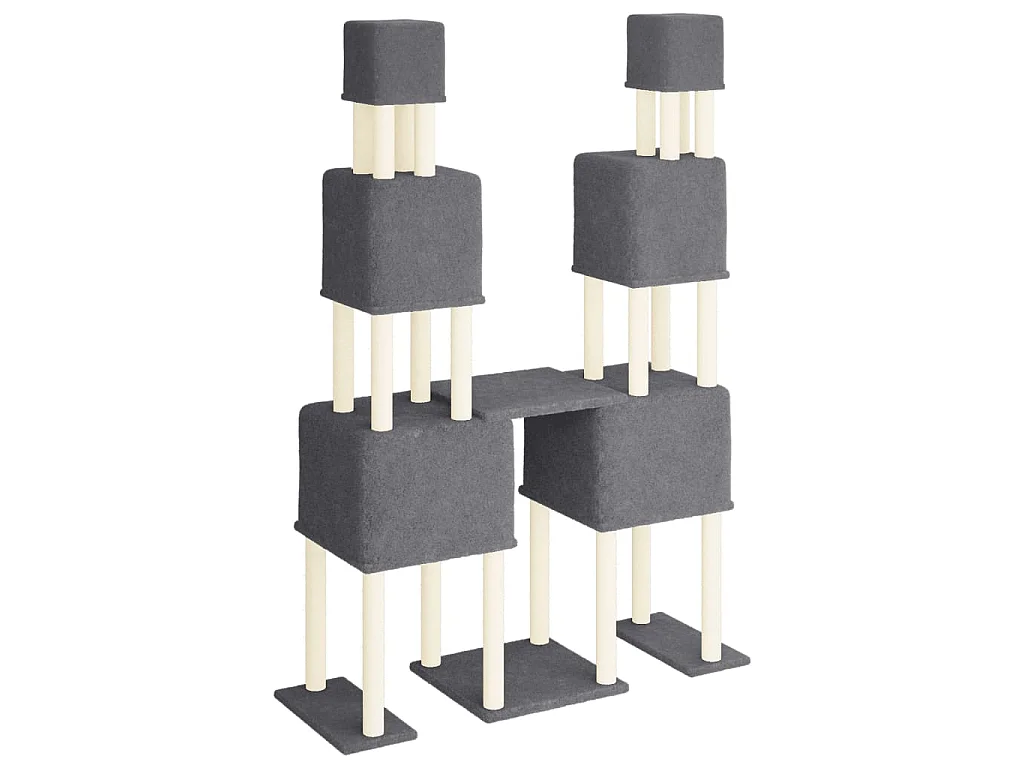 Árvore p/ gatos c/ postes arranhadores sisal 199cm cinza-escuro