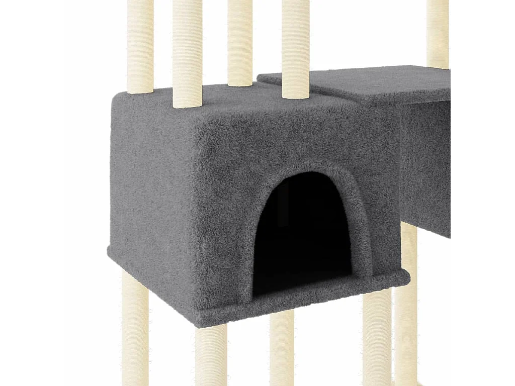Árvore p/ gatos c/ postes arranhadores sisal 199cm cinza-escuro