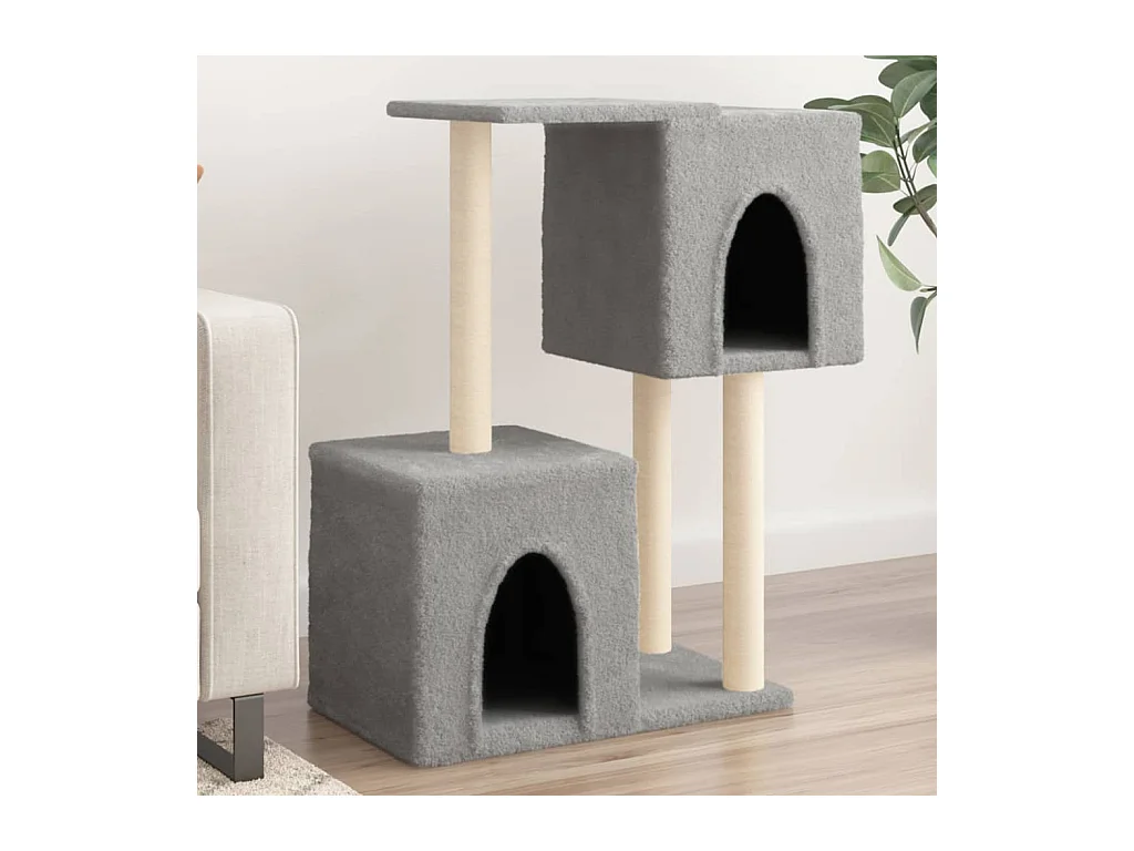 Árvore p/ gatos c/ postes arranhadores sisal 86 cm cinza-claro