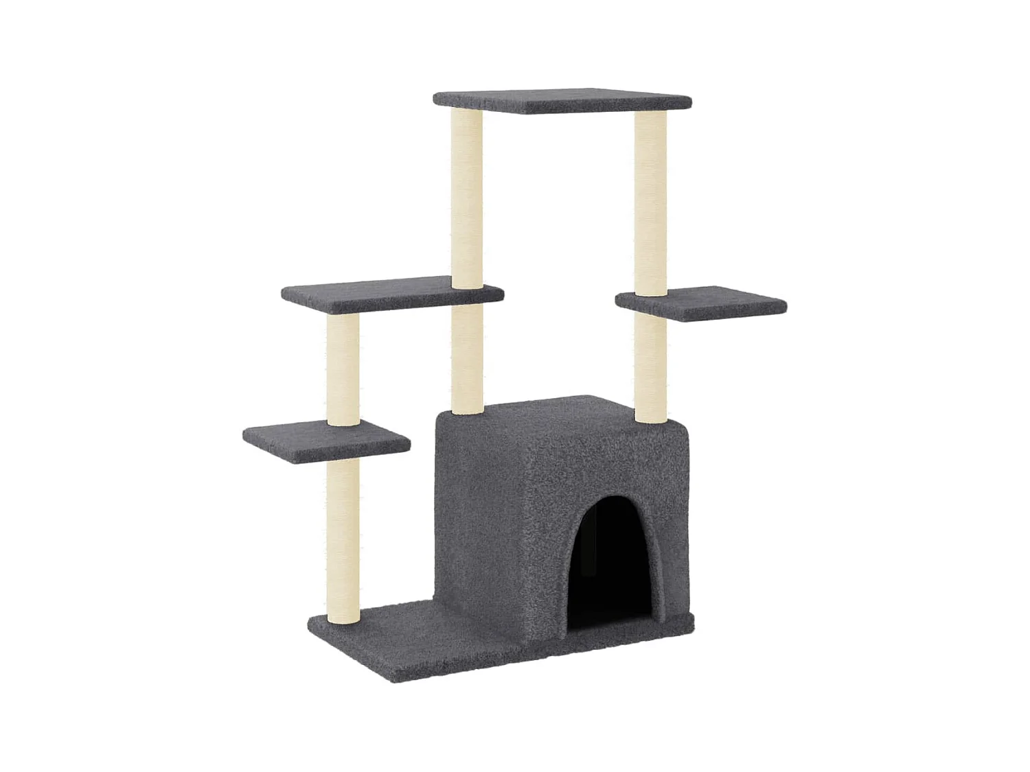 Árvore gatos c/ postes arranhadores sisal 97,5 cm cinza-escuro