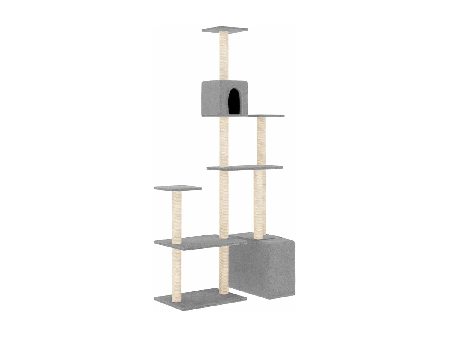 Arbre à chat avec griffoirs en sisal Gris clair 180 cm