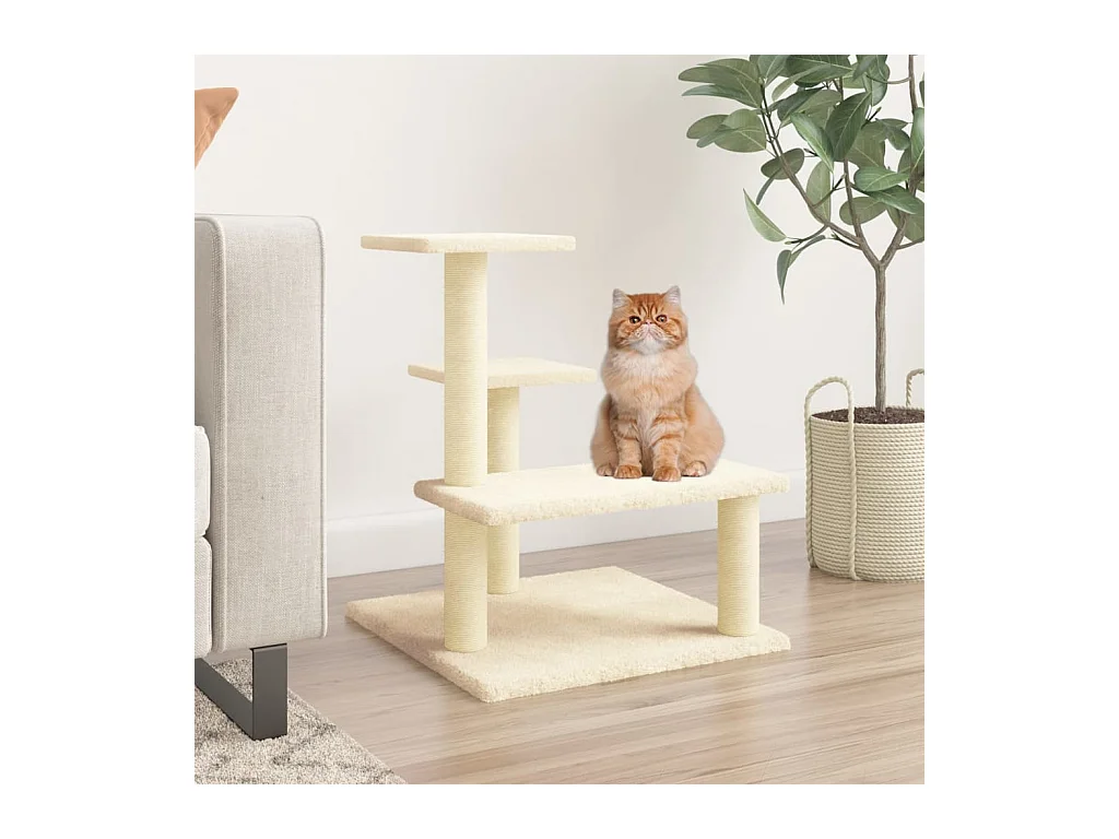 Árvore p/ gatos c/ postes arranhadores sisal 61 cm cor creme