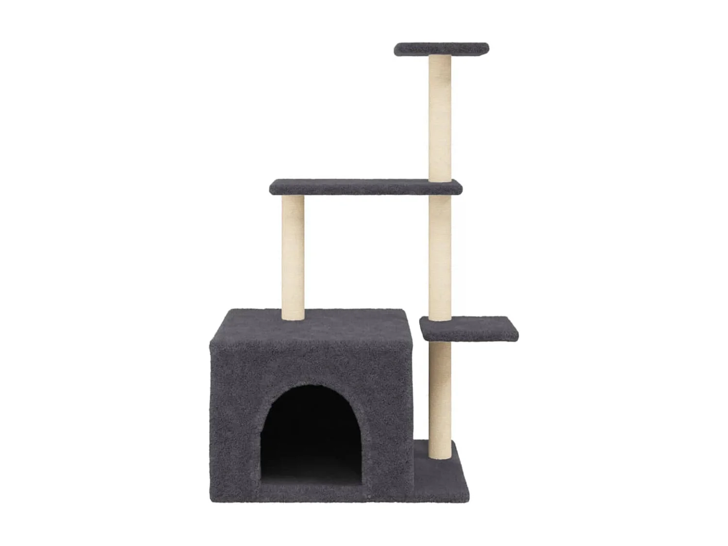 Árvore p/ gatos c/ postes arranhadores sisal 110cm cinza-escuro