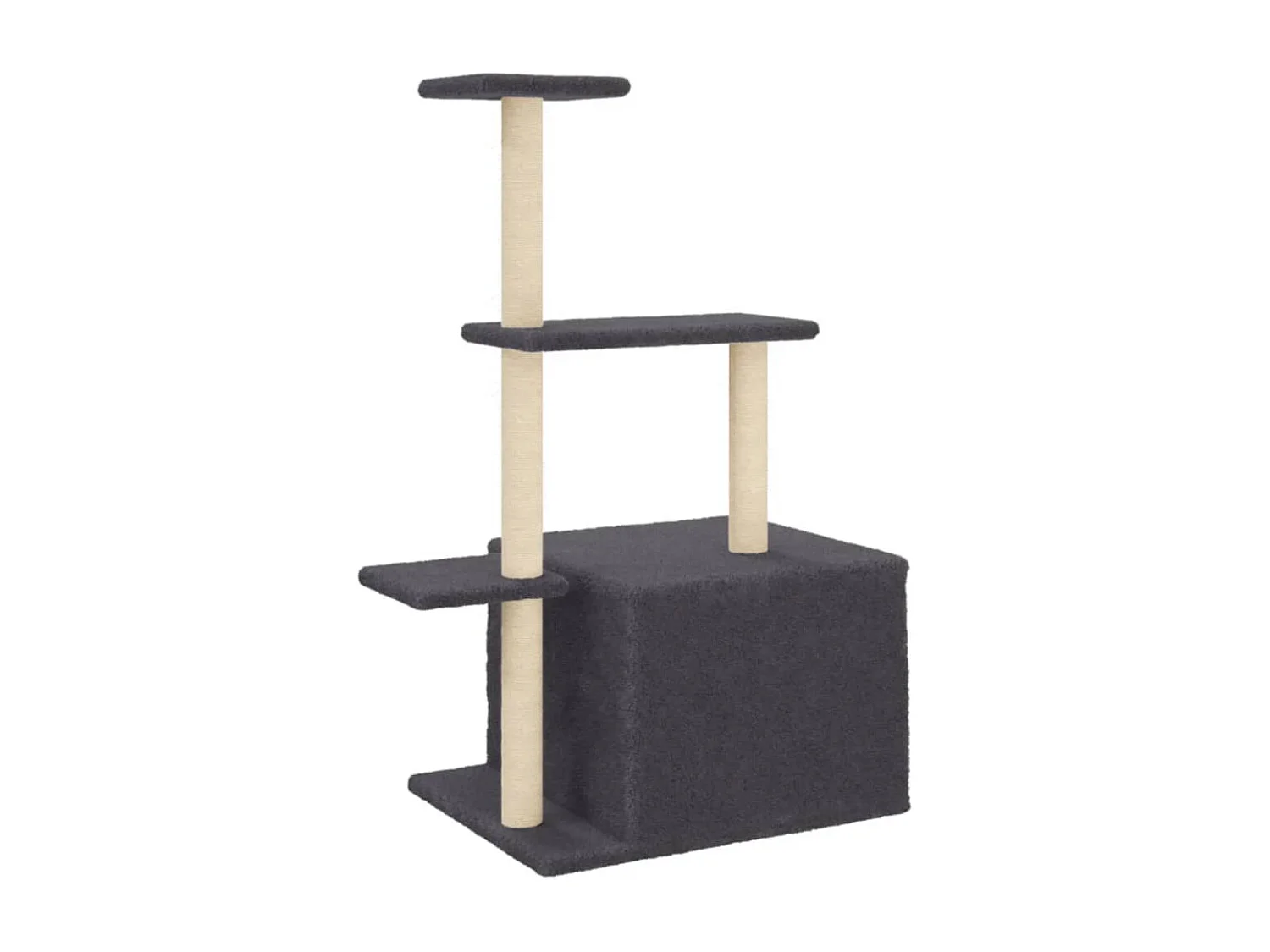 Árvore p/ gatos c/ postes arranhadores sisal 110cm cinza-escuro