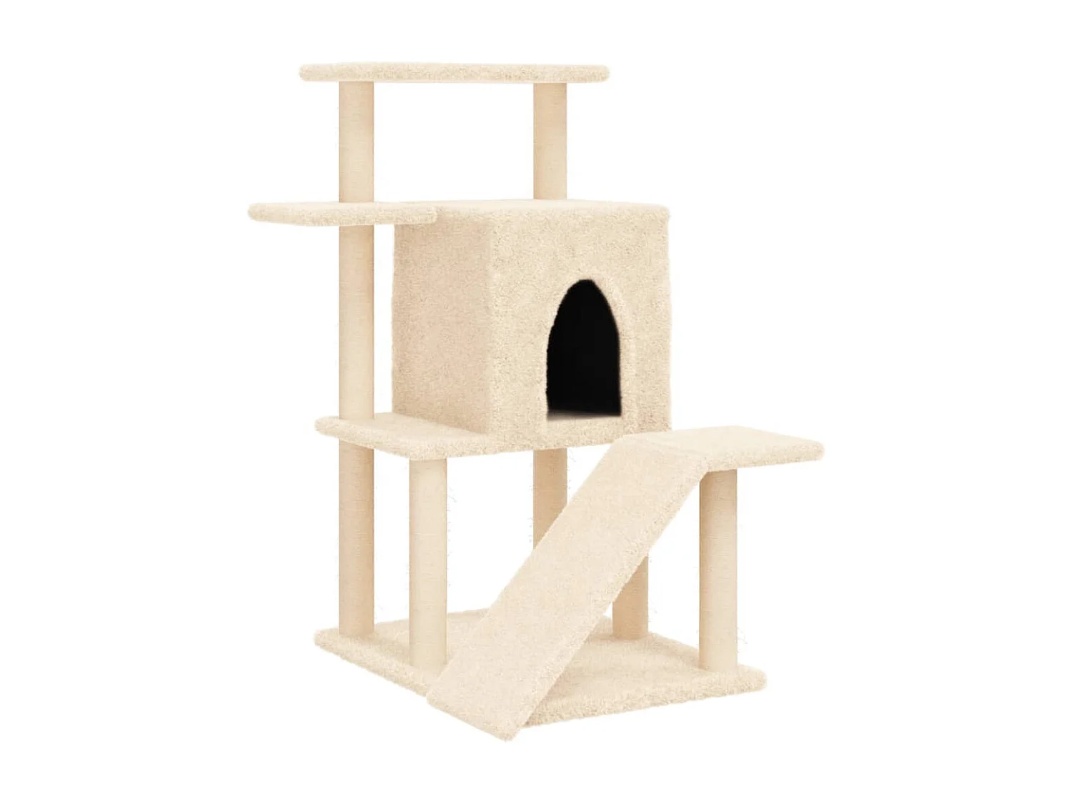 Árvore p/ gatos c/ postes arranhadores sisal 97 cm cor creme