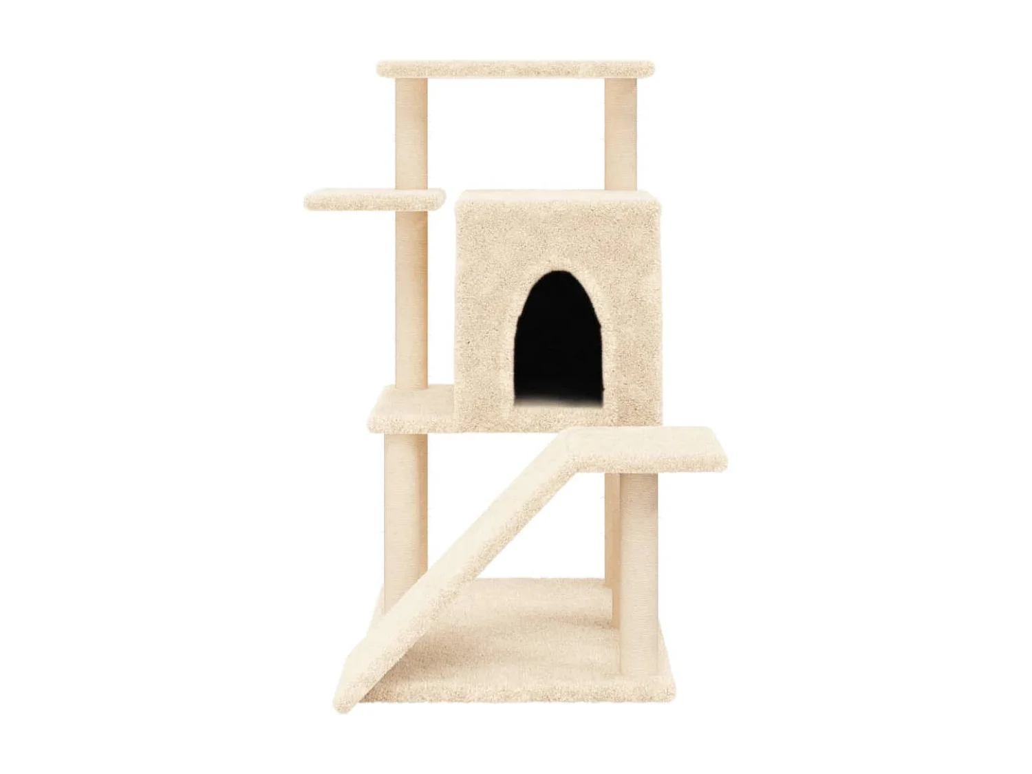 Árvore p/ gatos c/ postes arranhadores sisal 97 cm cor creme