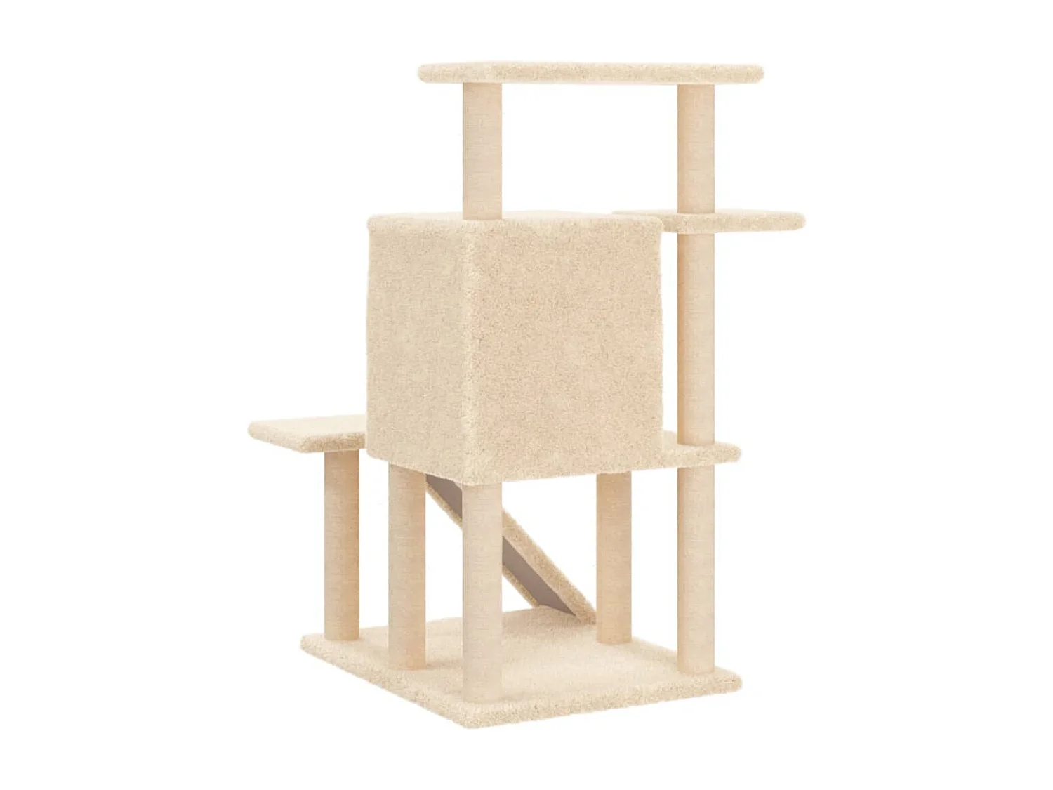 Árvore p/ gatos c/ postes arranhadores sisal 97 cm cor creme