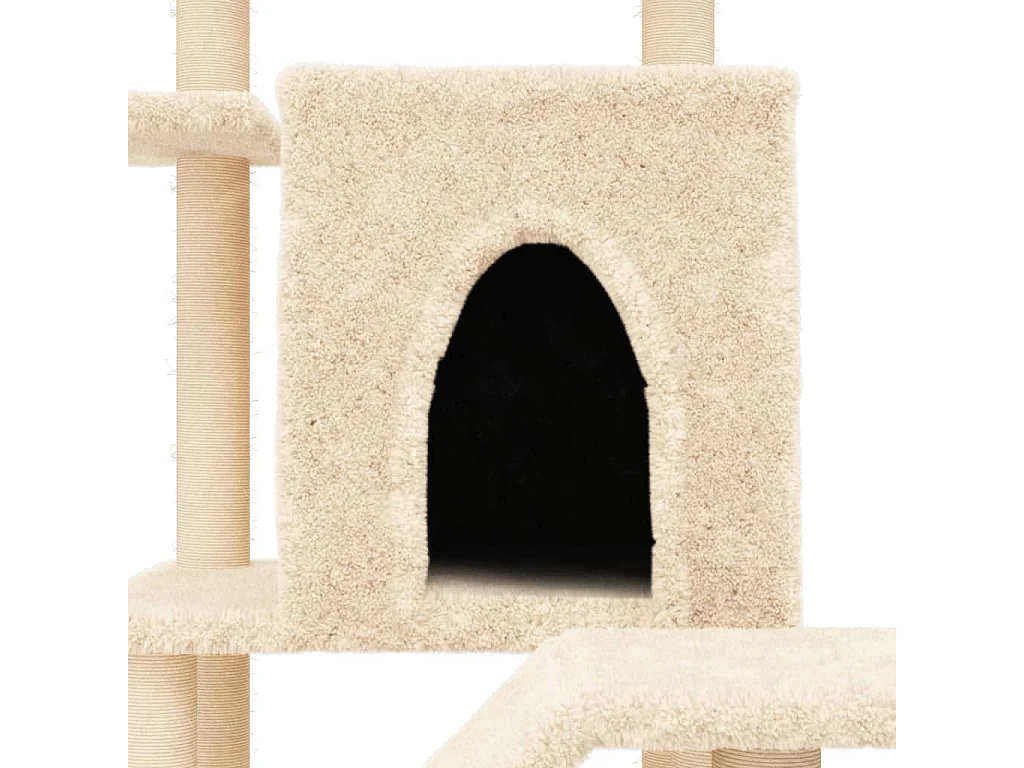 Árvore p/ gatos c/ postes arranhadores sisal 97 cm cor creme