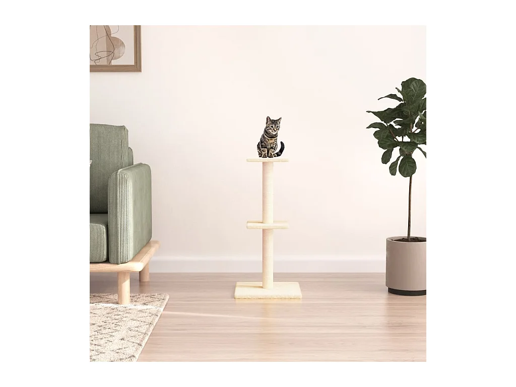 Arbre à chat avec griffoirs en sisal crème 73 cm