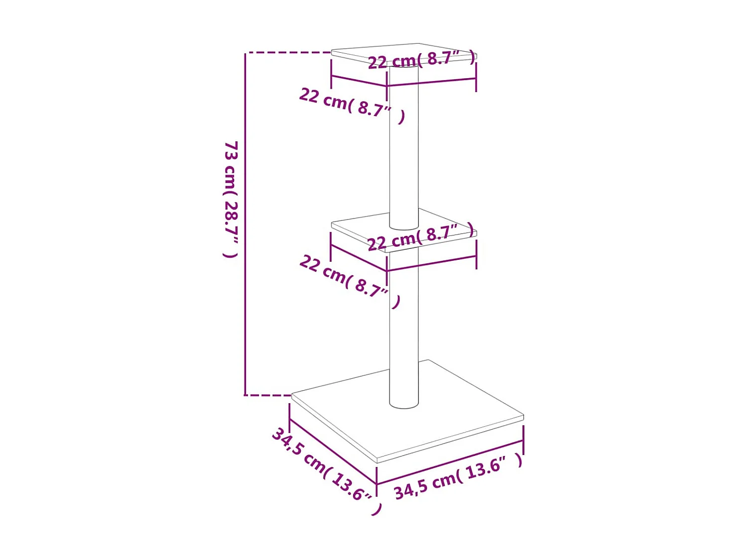 Kratzbaum mit Sisal-Kratzsäulen Creme 73 cm