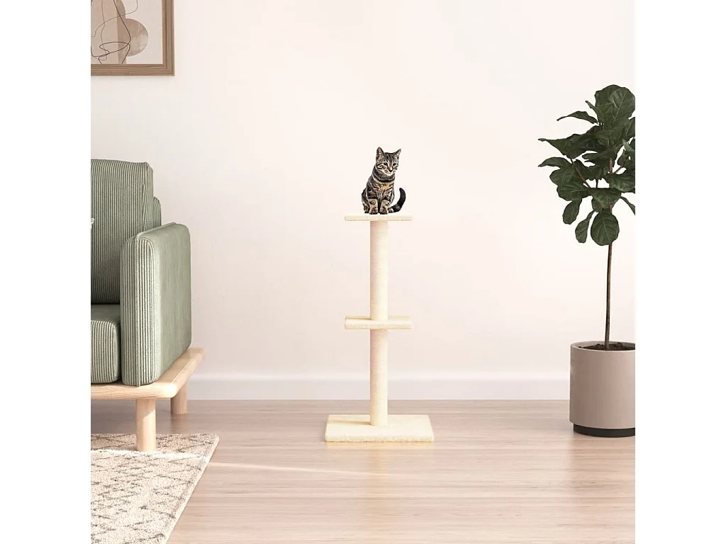 Árvore para gatos c/ postes arranhadores sisal 73 cm cor creme