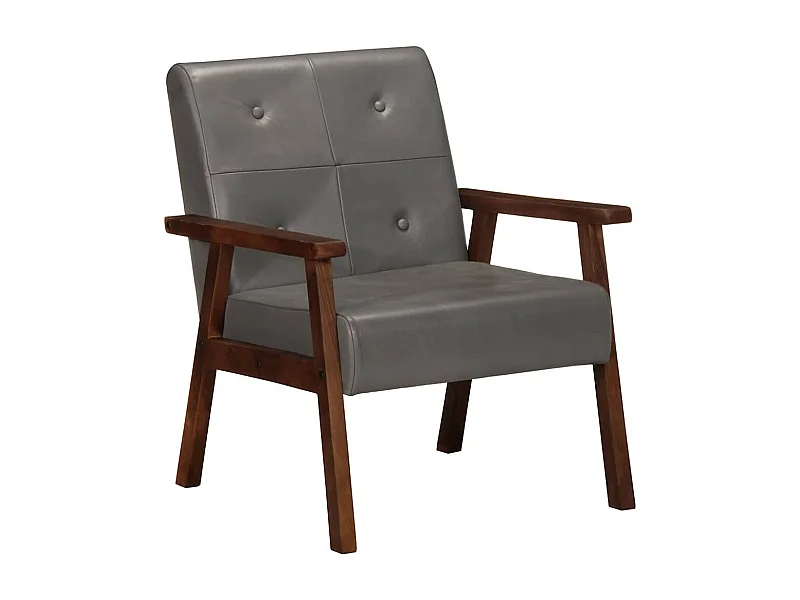 Fauteuil gris cuir véritable