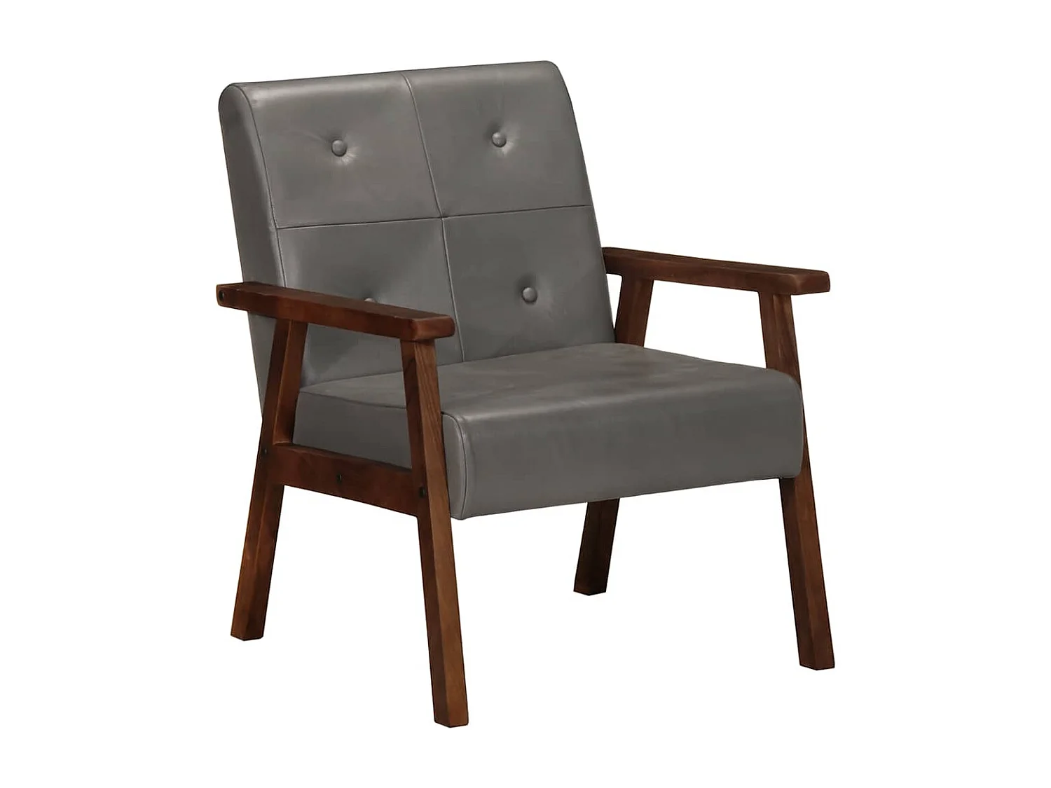 Fauteuil gris cuir véritable