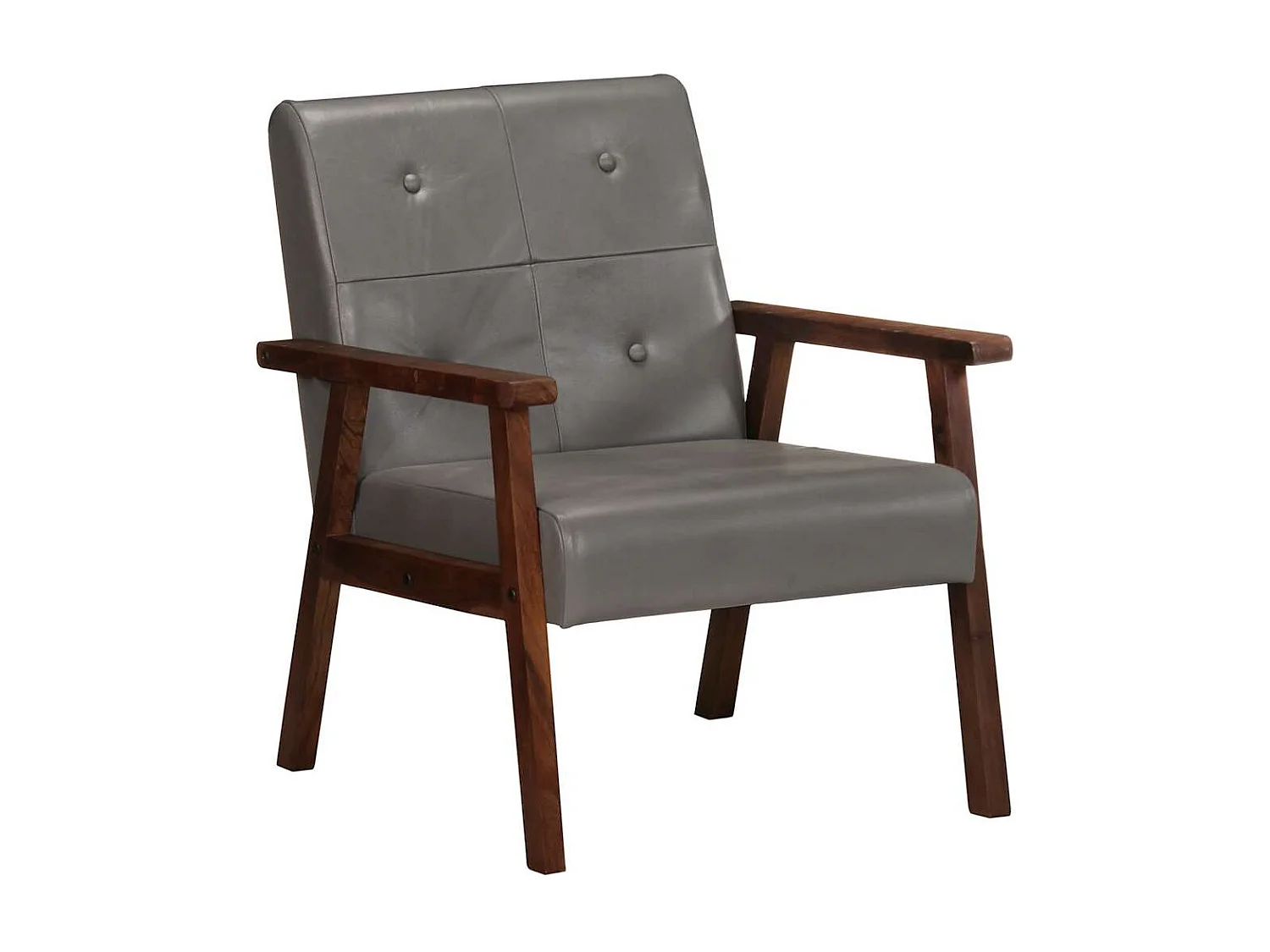 Fauteuil gris cuir véritable