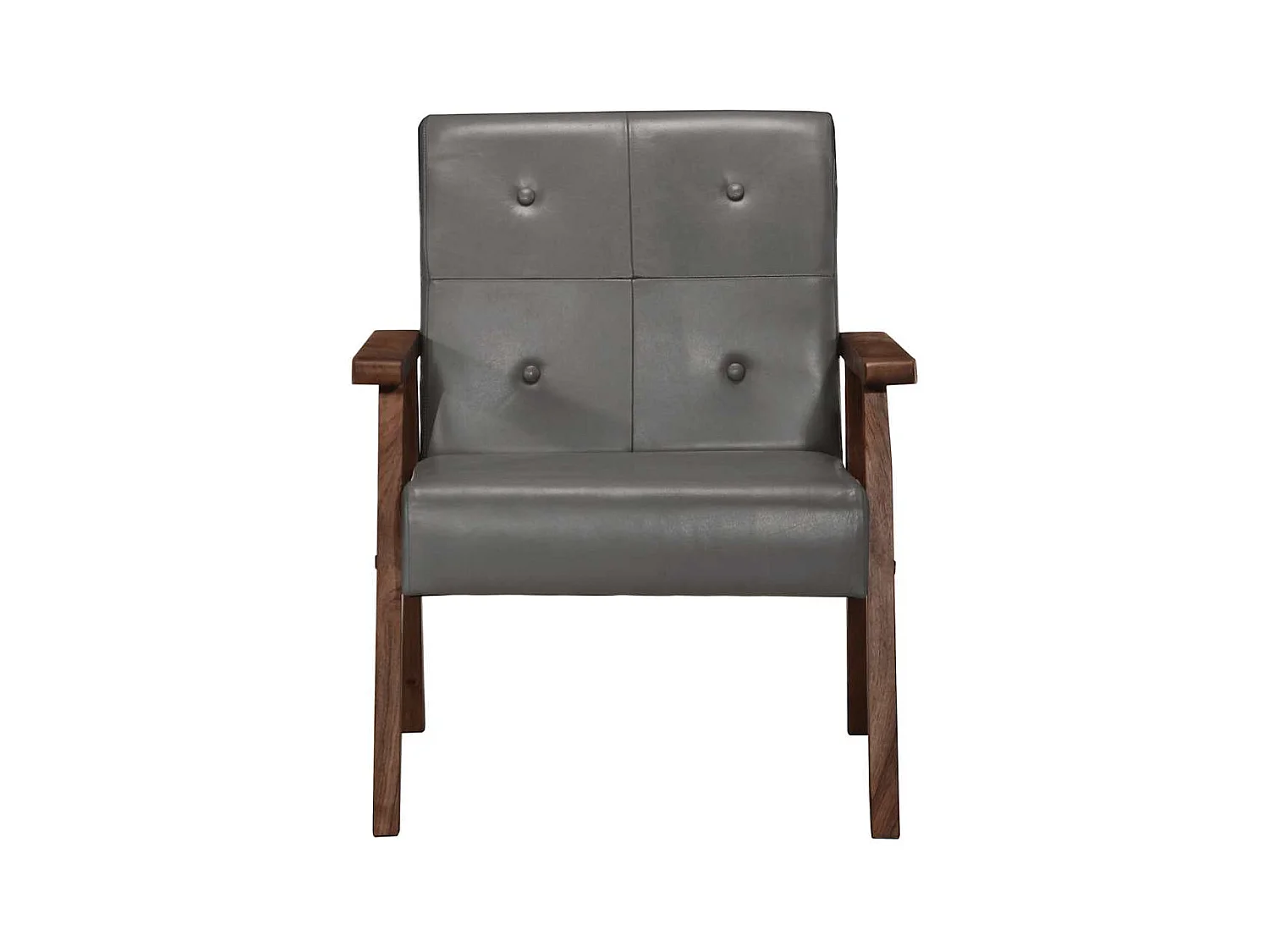 Sillón de cuero auténtico gris