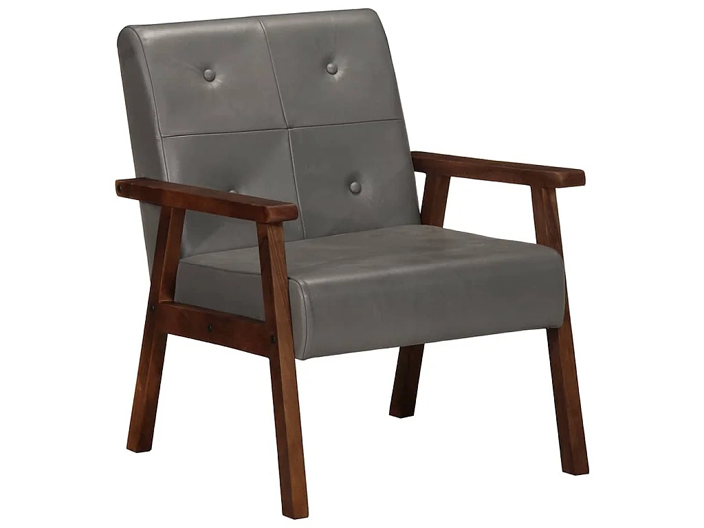 Fauteuil echt leer grijs