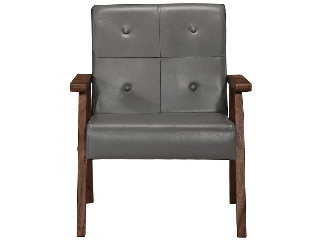 Fauteuil echt leer grijs