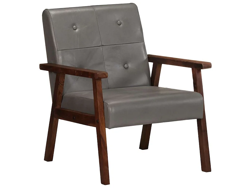 Fauteuil echt leer grijs