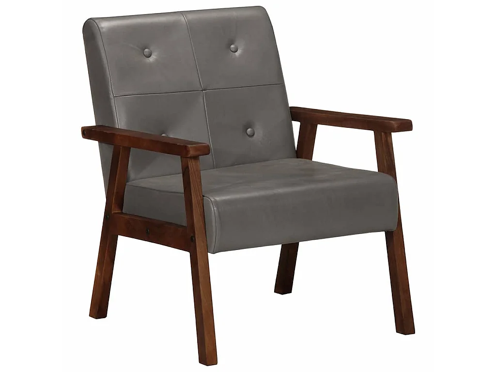 Fauteuil echt leer grijs