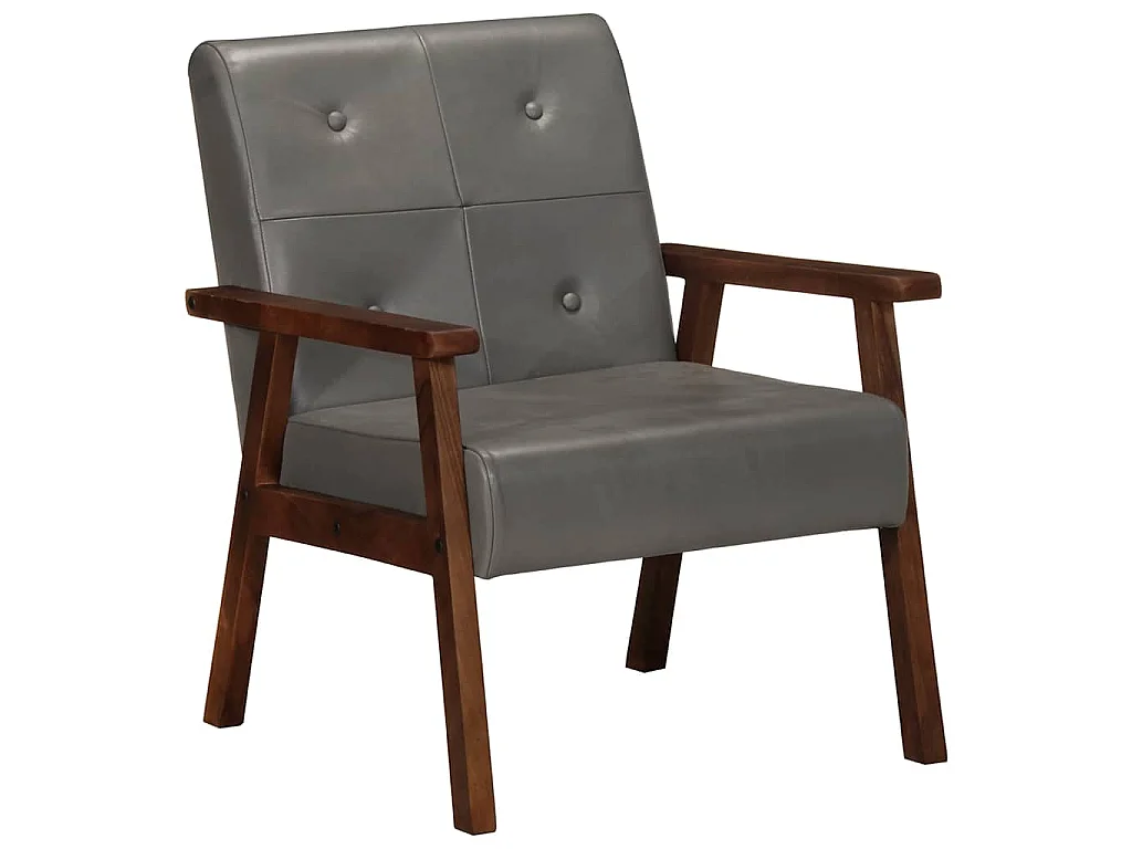 Fauteuil echt leer grijs