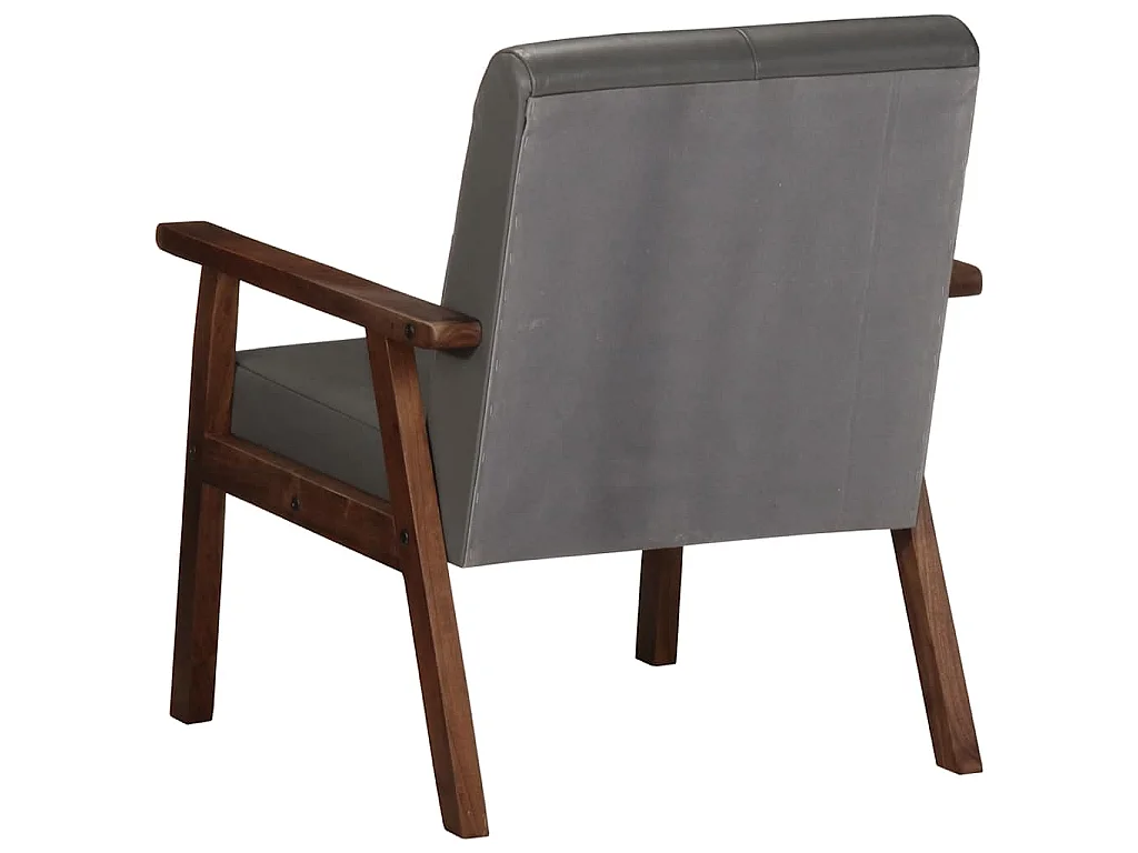 Fauteuil echt leer grijs