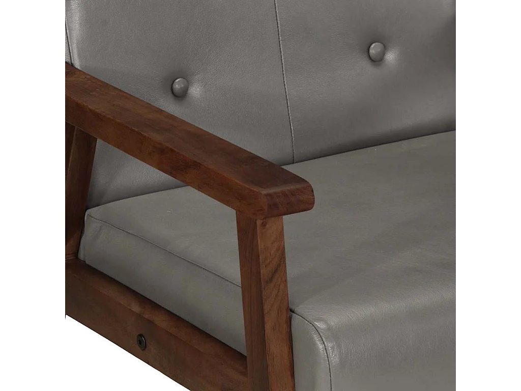 Fauteuil echt leer grijs