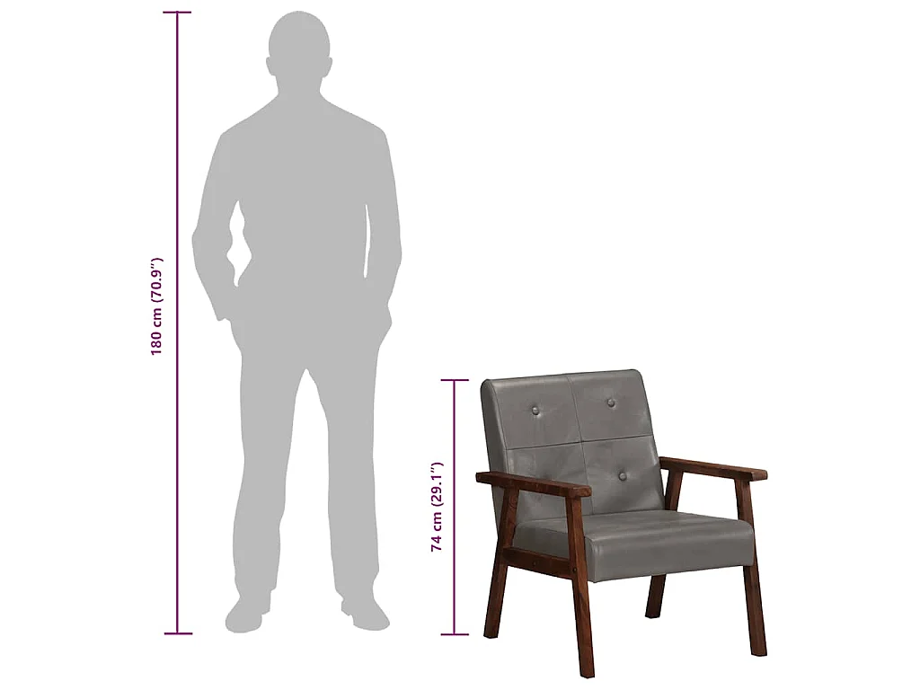 Fauteuil echt leer grijs
