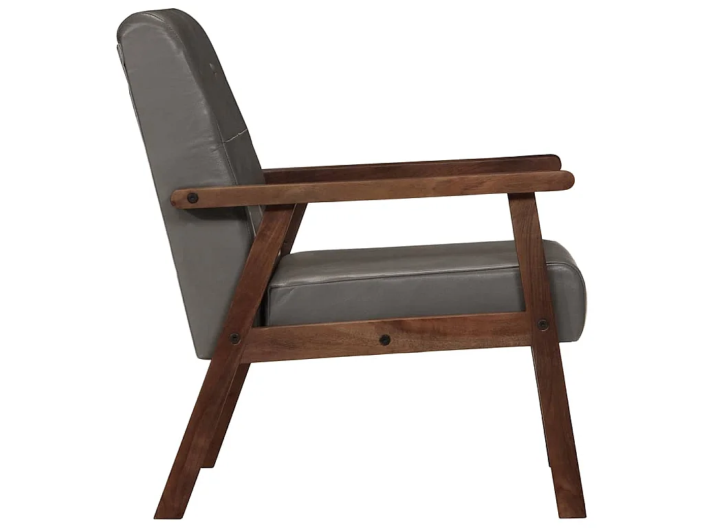 Fauteuil gris cuir véritable
