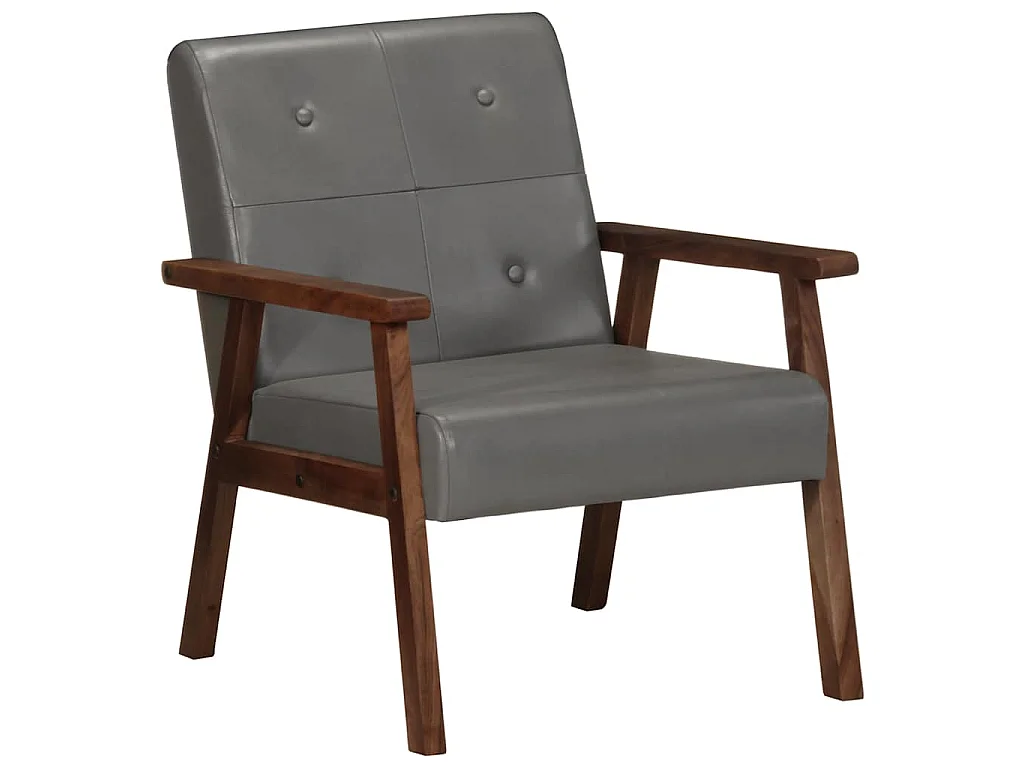 Fauteuil gris cuir véritable