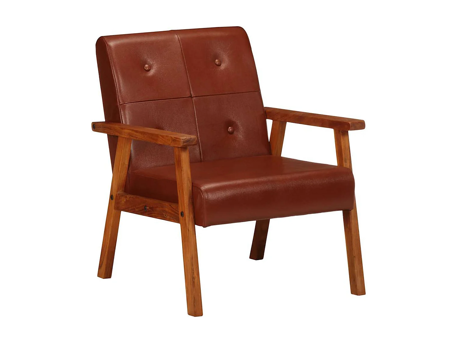 Fauteuil marron cuir véritable