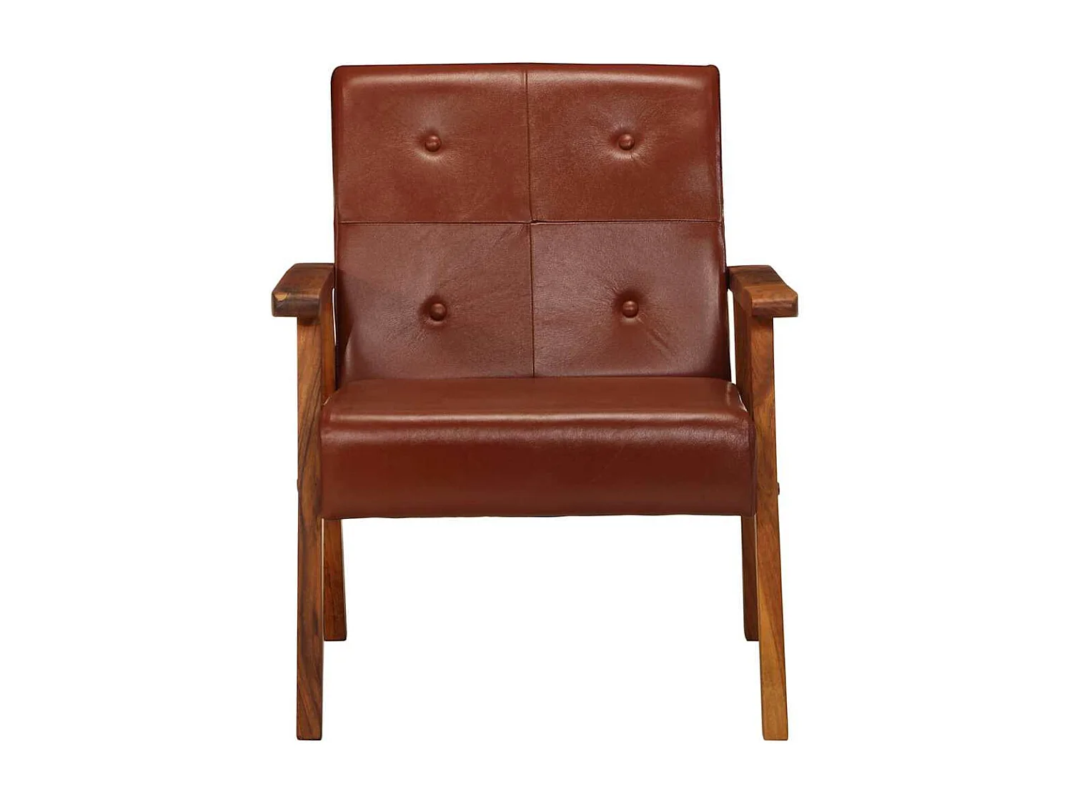 Fauteuil marron cuir véritable
