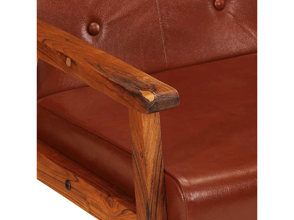 Fauteuil marron cuir véritable