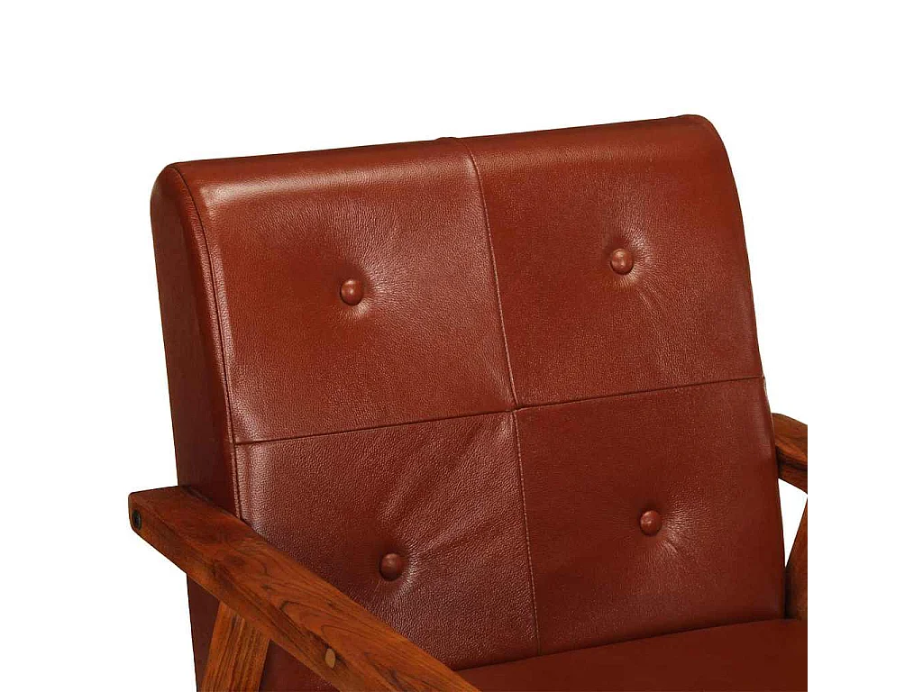 Fauteuil marron cuir véritable