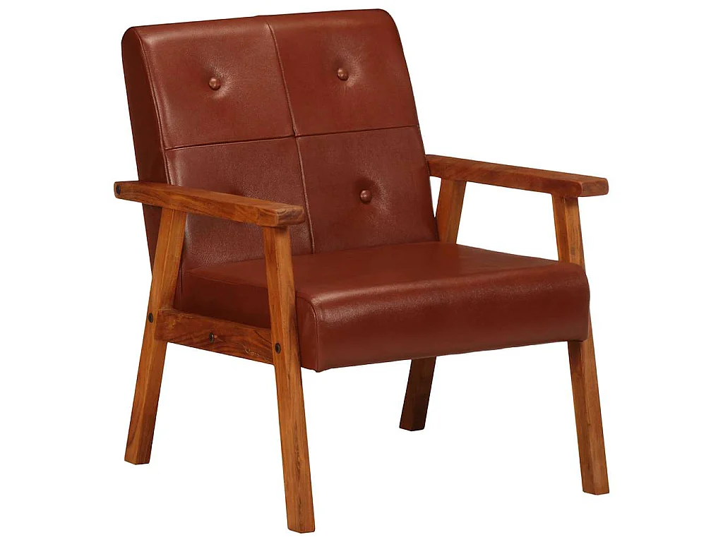 Fauteuil marron cuir véritable