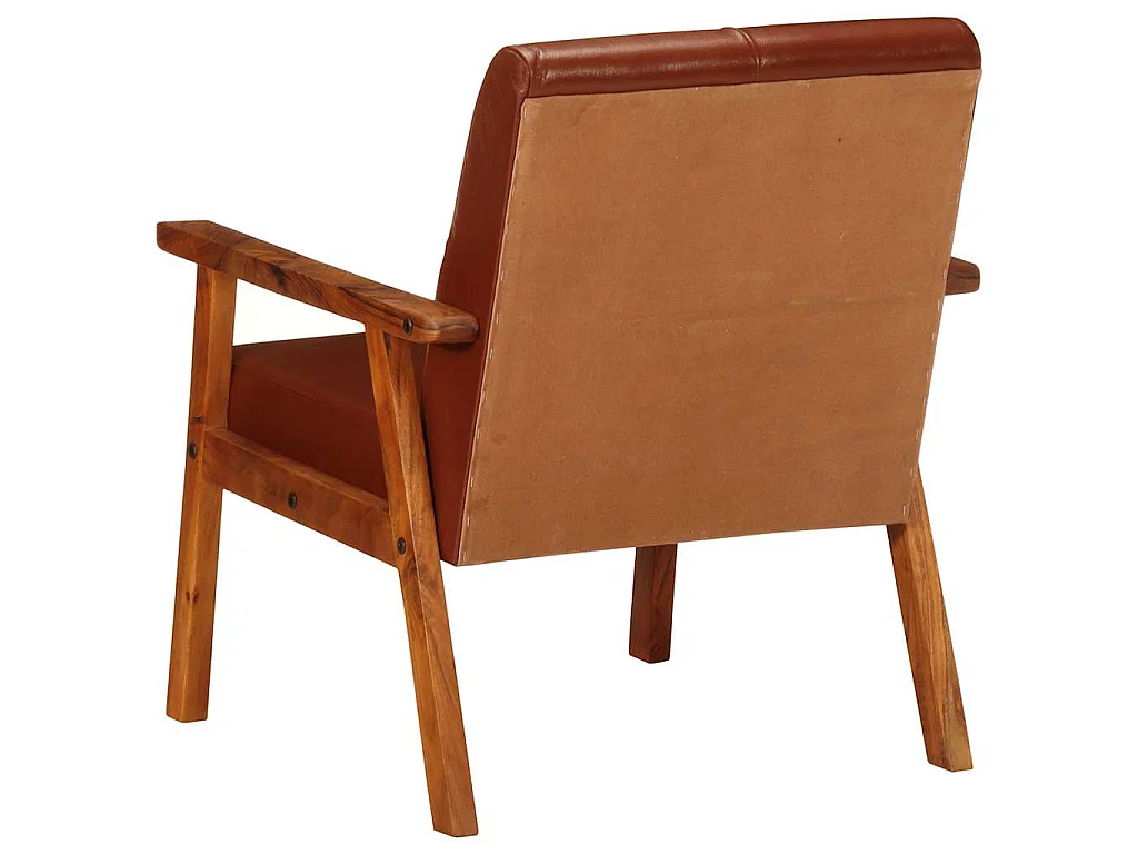 Fauteuil marron cuir véritable