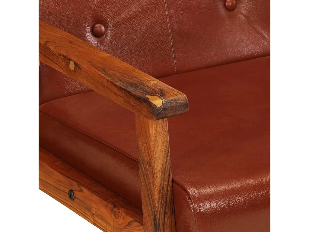 Fauteuil marron cuir véritable
