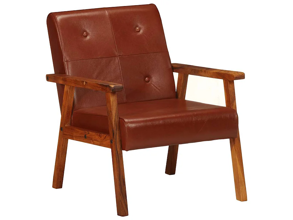 Fauteuil marron cuir véritable