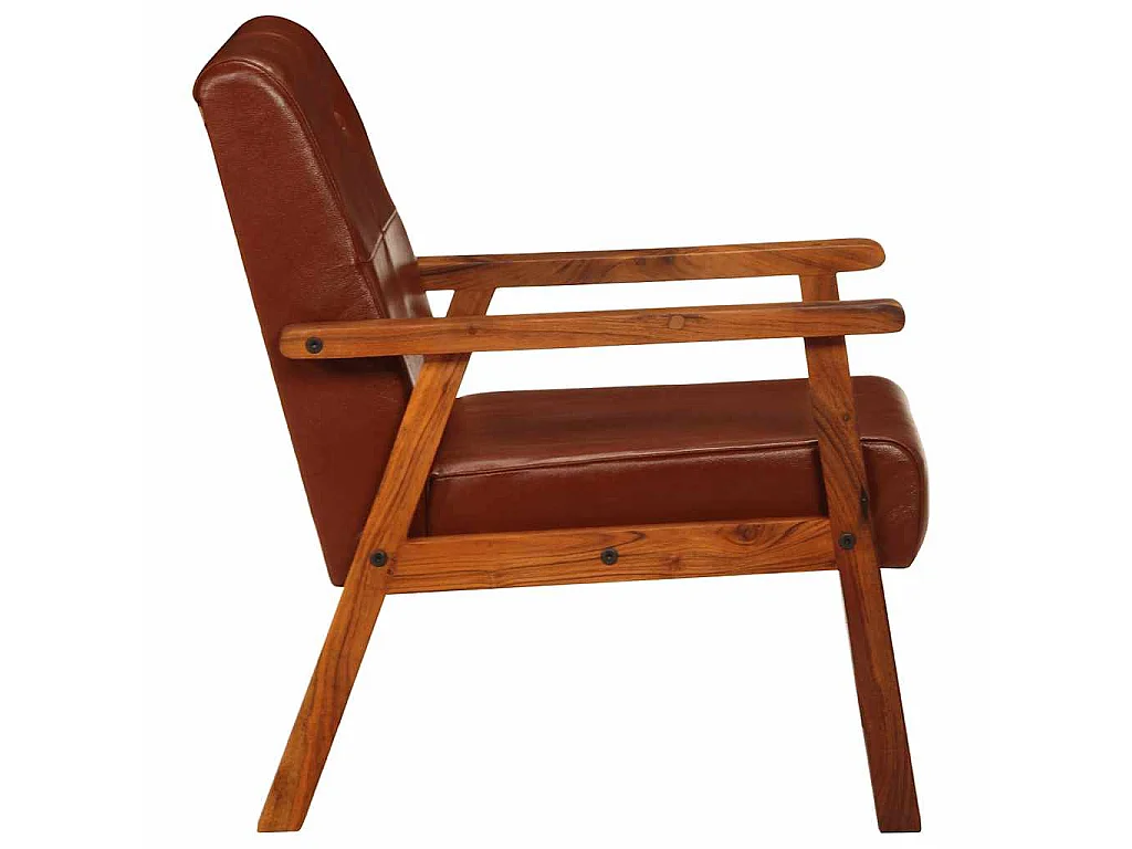 Fauteuil marron cuir véritable