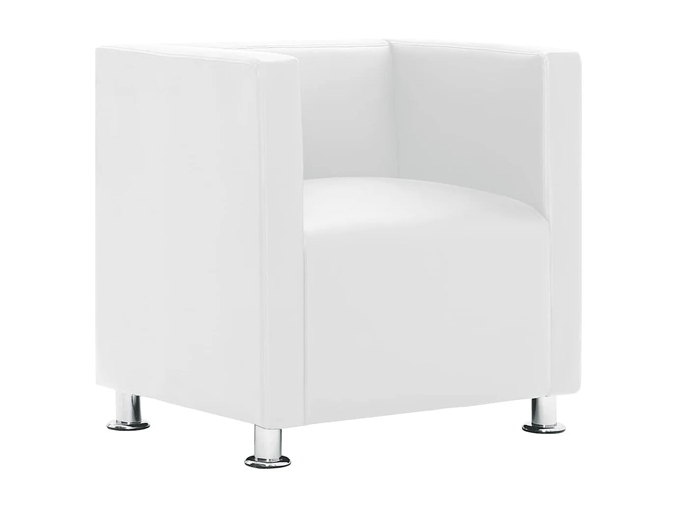Fauteuil cube blanc simili cuir