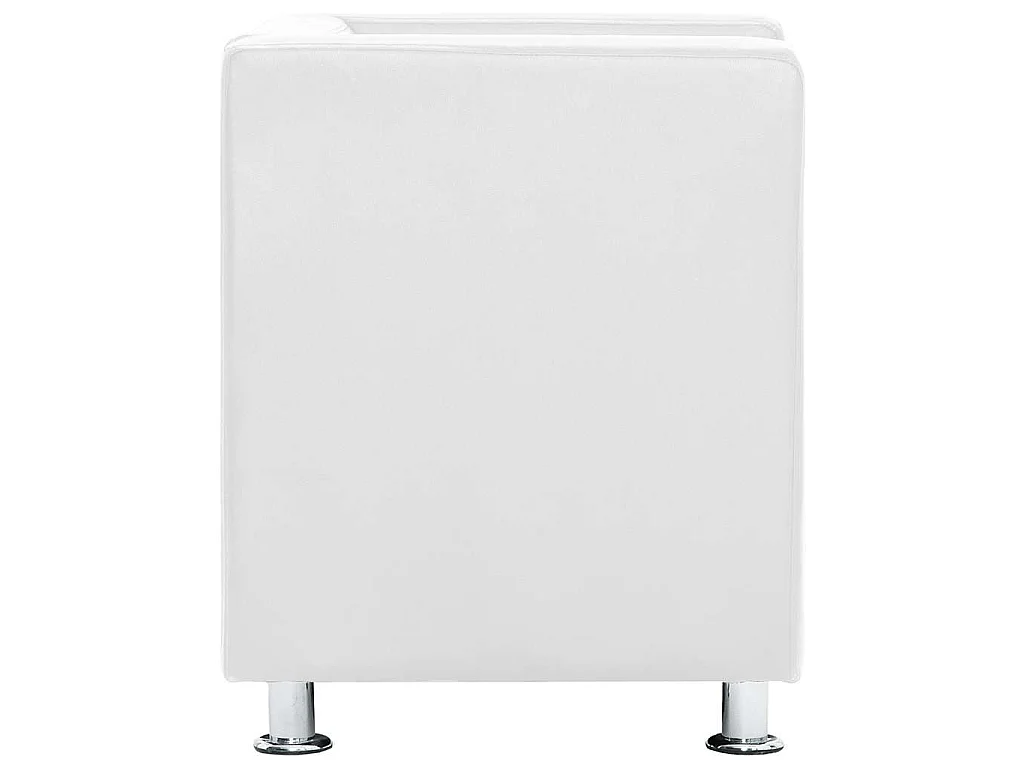 Fauteuil cube blanc simili cuir