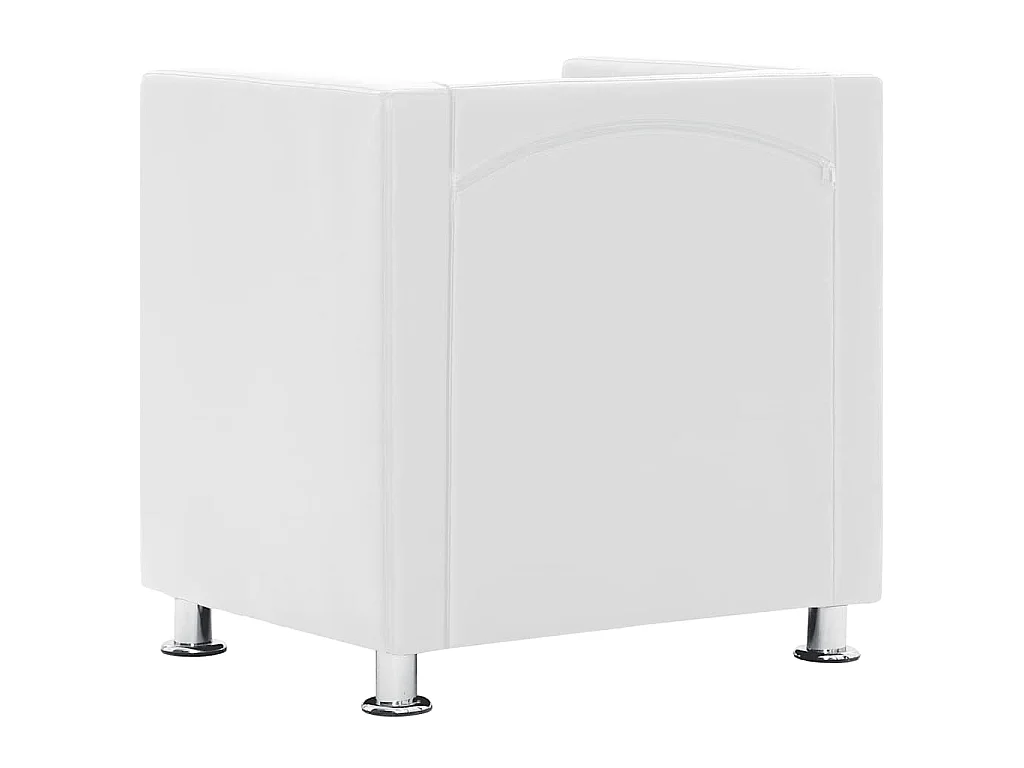 Fauteuil cube blanc simili cuir