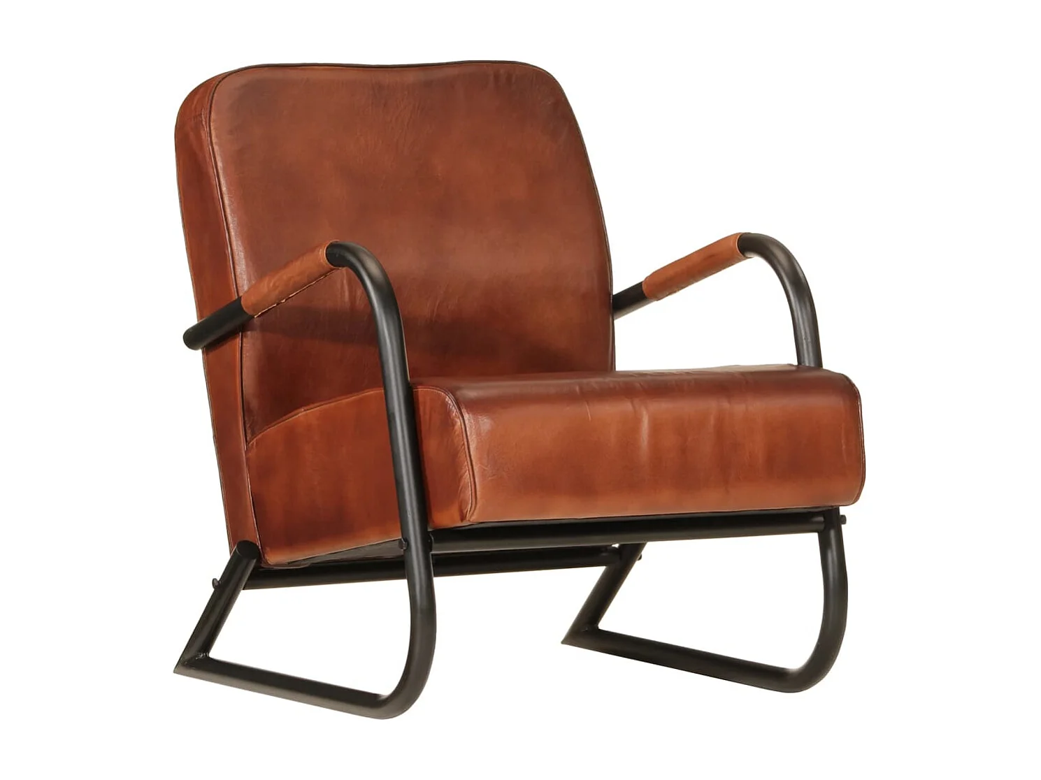 Sillón de cuero auténtico marrón