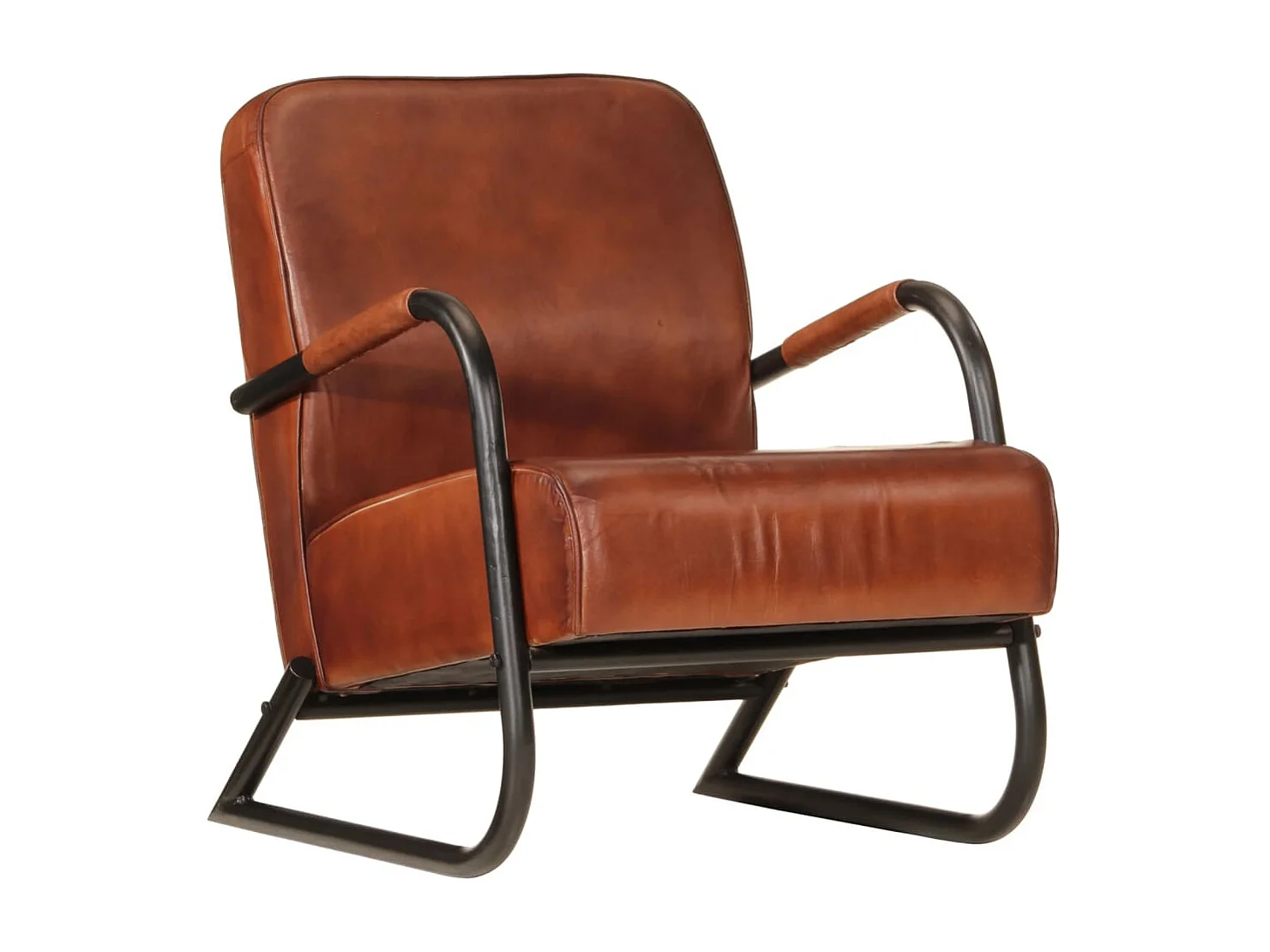 Sillón de cuero auténtico marrón