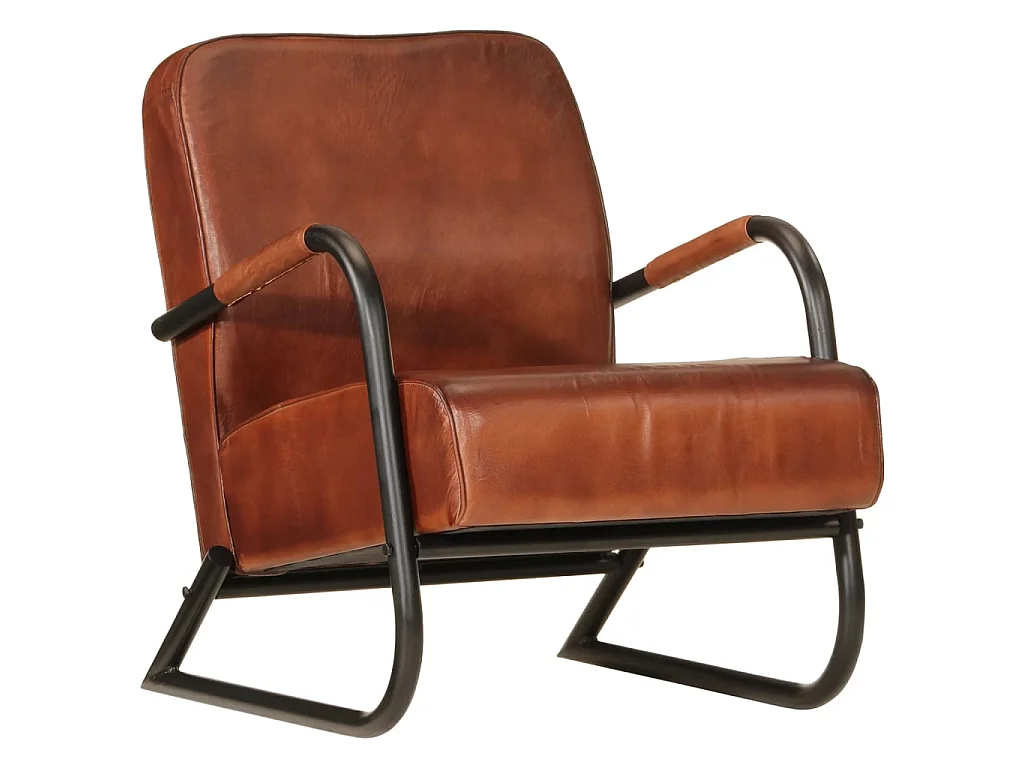 Fauteuil echt leer bruin
