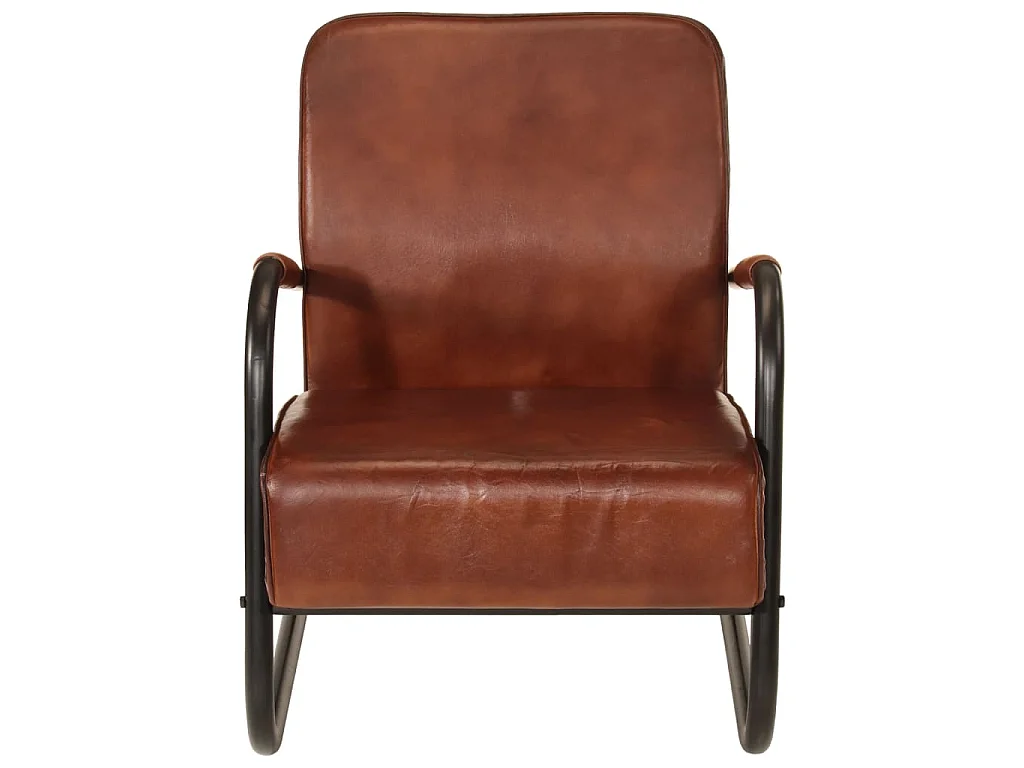 Fauteuil echt leer bruin