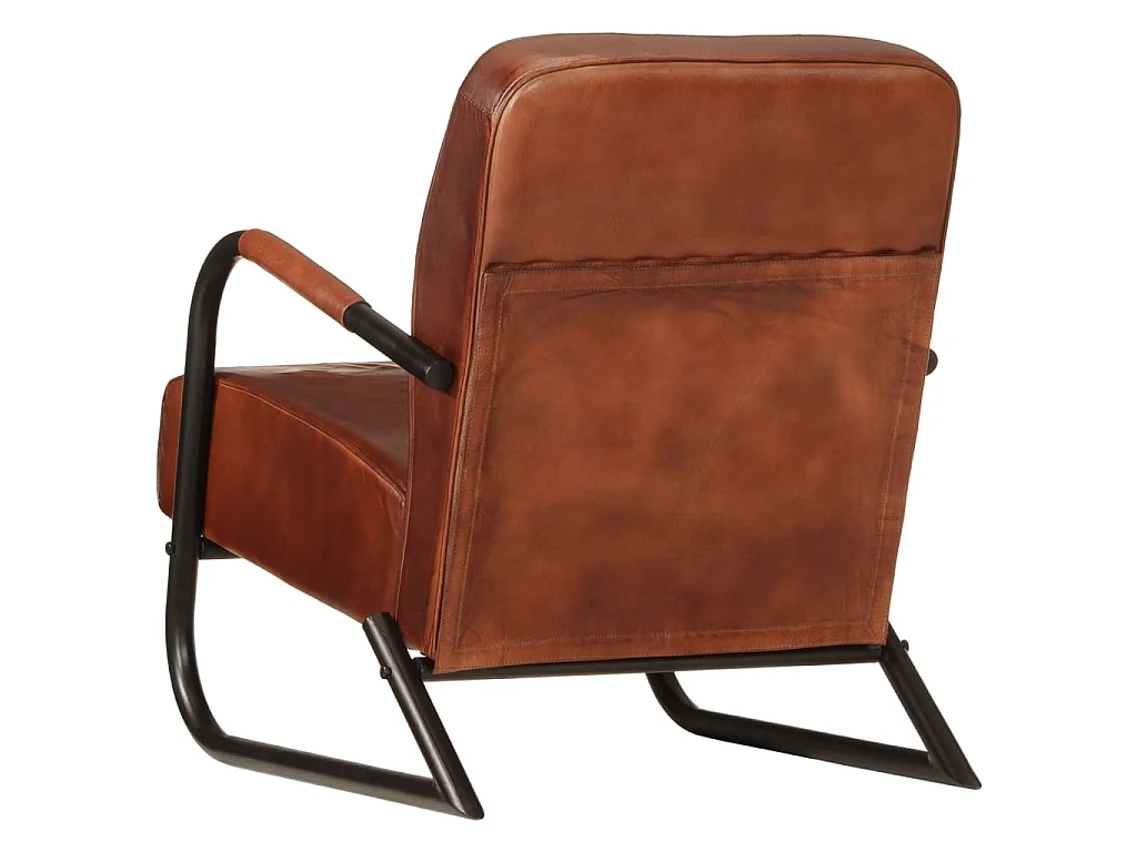Fauteuil echt leer bruin
