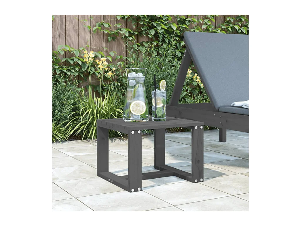 Tavolino da Giardino Grigio 40x38x28,5 cm Legno Massello Pino